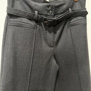 Searle Italy Charcoal Wool High-Waist Belted Trouser Pants Size 4